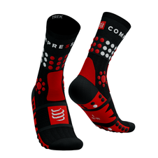 Ponožky Compressport Trekking Socks - Black/ red/ white